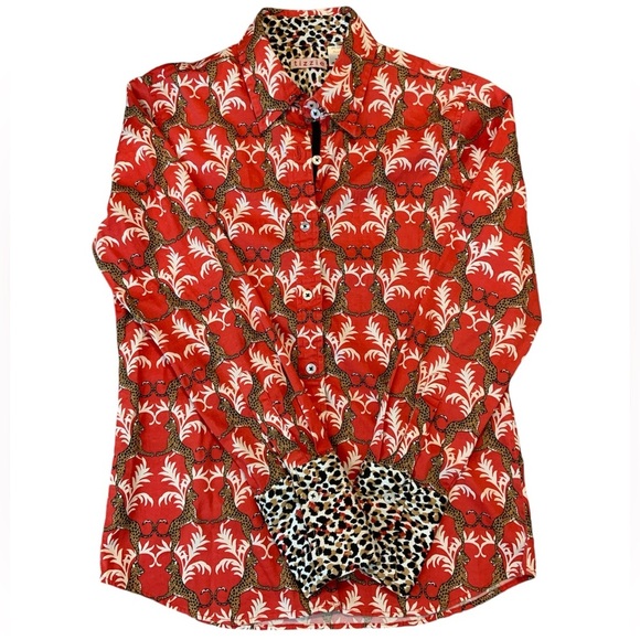 Tizzie Womens Button Down Long-sleeve Jaguar leopard graphic print size M - Picture 1 of 12